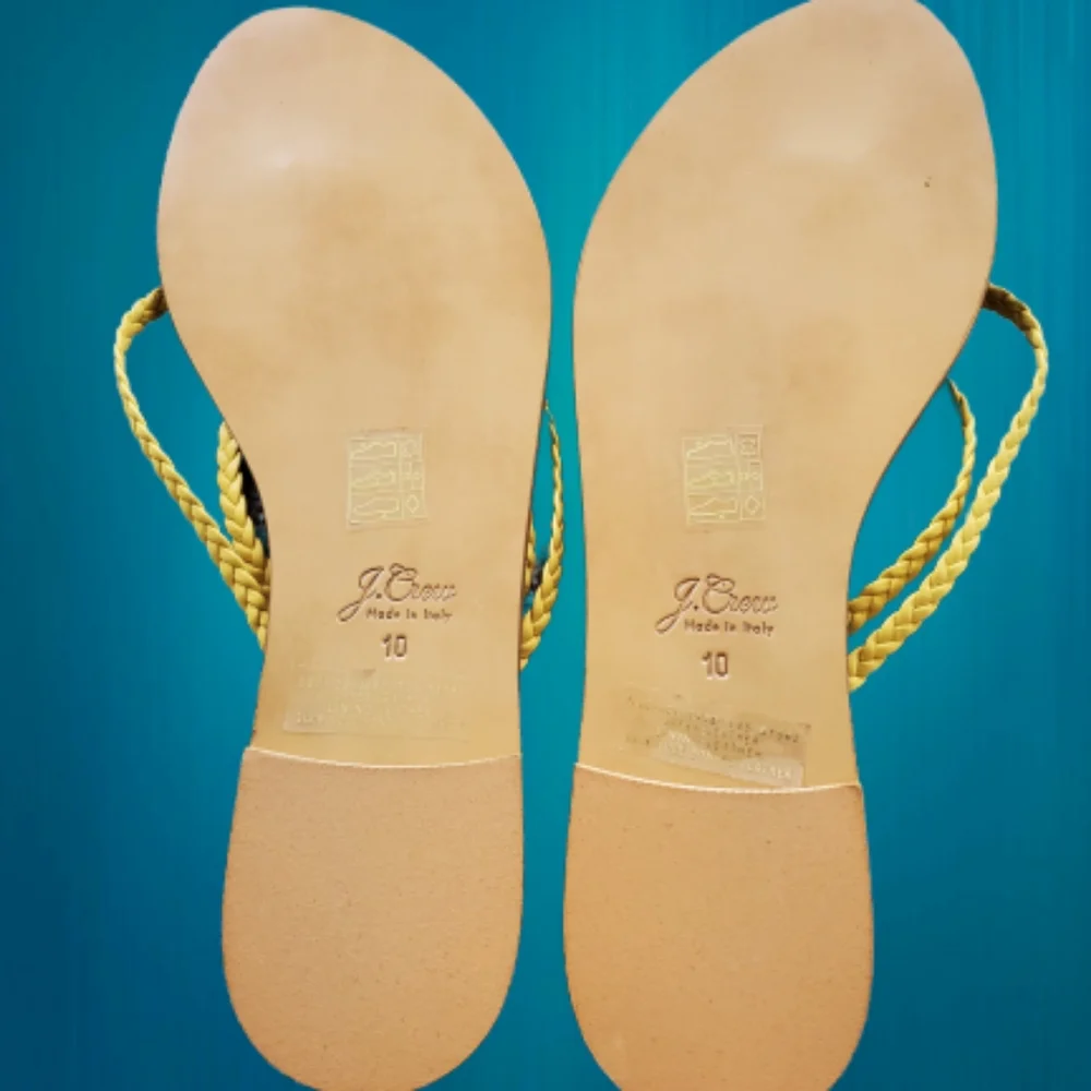 J.Crew braided leather strap sandals, 10, yellow